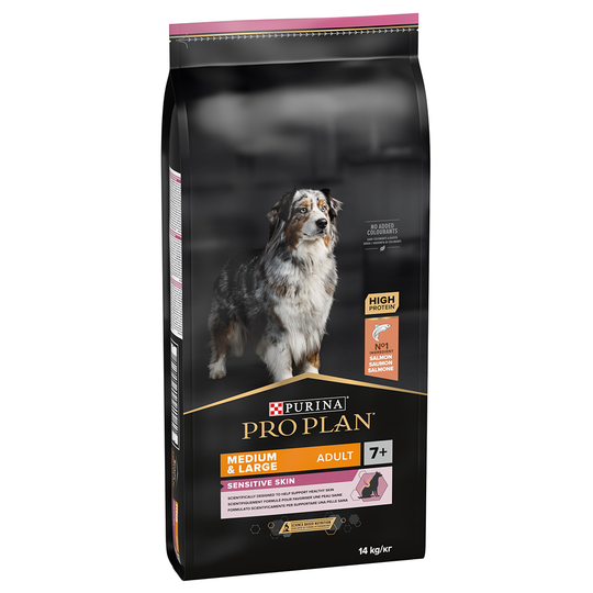 10 kg + 2 kg / 12 kg + 2 kg på köpet! 12 kg / 14 kg Pro Plan - Medium/Large Adult 7+ Sensitive Skin OPTIDERMA (14 kg)