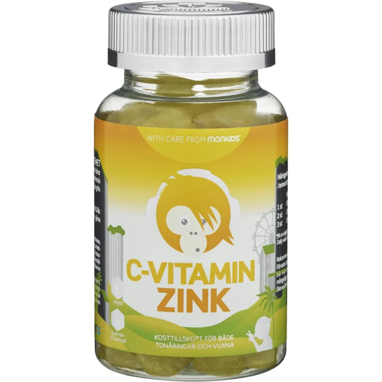 Monkids C-vitamin + Zink Tonår Fruktsmak 60 tuggtabletter