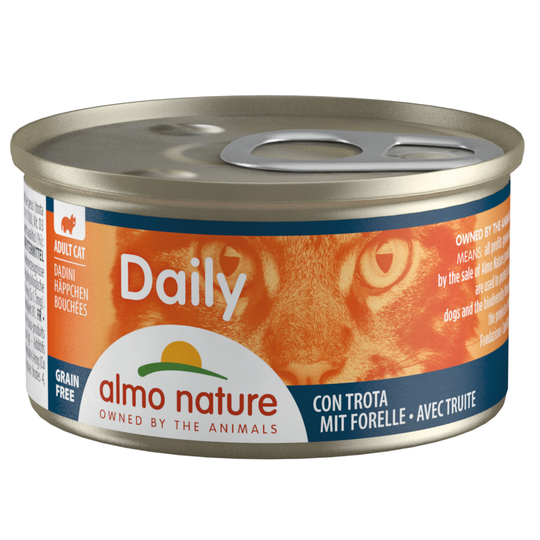 Ekonomipack: Almo Nature Daily Menu 24 x 85 g - Bitar med öring