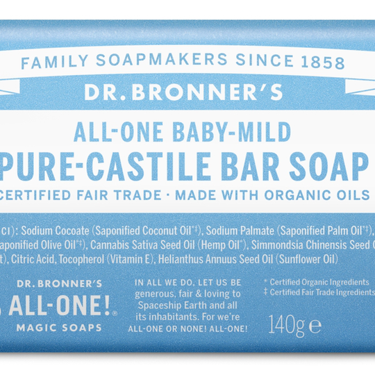 Dr. Bronner’s Magic Soaps Dr. Bronner’s Baby-Mild (unscented) Bar Soap 140 g