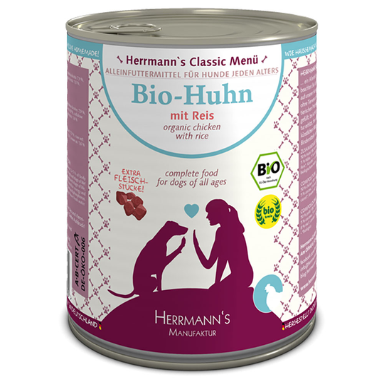 Ekonomipack: Herrmann's Meny Classic 24 x 800 g - Ekologisk kyckling med ekologiskt ris