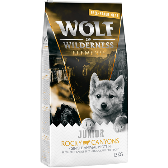 Wolf of Wilderness JUNIOR "Rocky Canyons" Free Range Beef - Grain Free - 12 kg