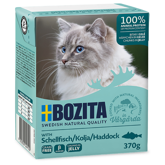6 x 370 g Bozita bitar i gelé eller sås till sparpris! - Kolja i gelé