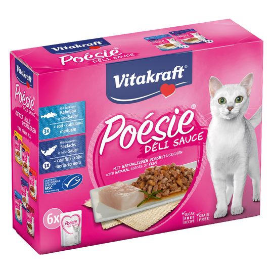 Vitakraft Poésie DéliSauce Pouch blandpack 6 x 85 g - Fisk-Mix