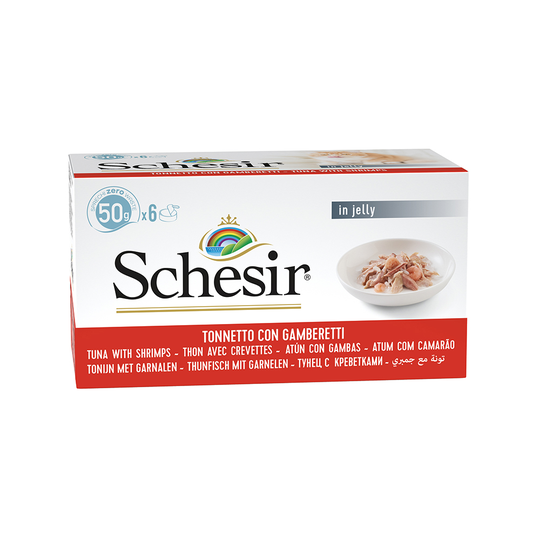 Schesir Small i gelé 6 x 50 g - Tonfisk & räkor