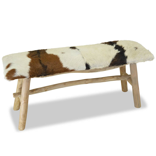 vidaXL Bänk äkta läder teak