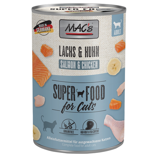 Ekonomipack: MAC's Cat kattfoder 12 x 400 g - Lax & kyckling