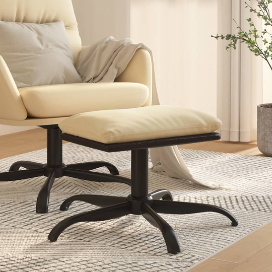 vidaXL Fotpall gräddvit 60x60x39 cm tyg och konstläder