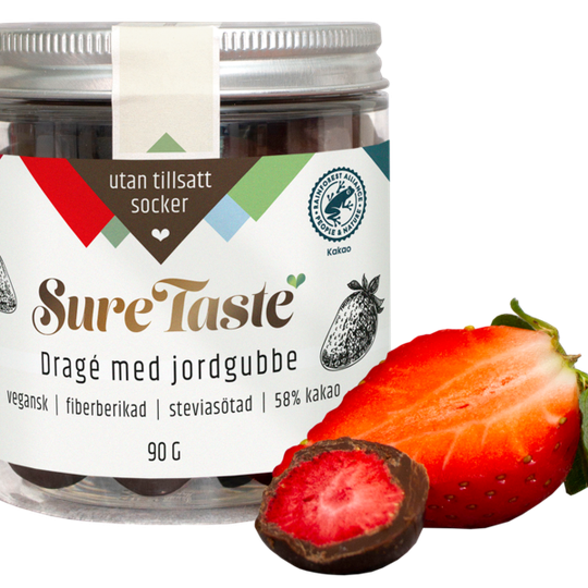 Sure Taste Drage Mörk Choklad med Jordgubbe 90 g