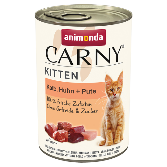 Ekonomipack: Animonda Carny Kitten 24 x 400 g - Kalv, kyckling & kalkon
