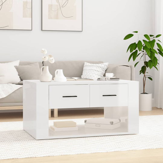 vidaXL Soffbord vit högglans 80x50x40 cm konstruerat trä