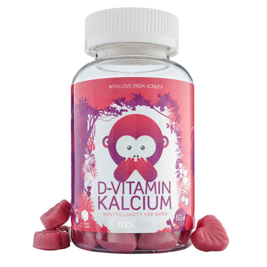 Monkids D-Vitamin + Kalcium Jordgubbstuggisar 60st