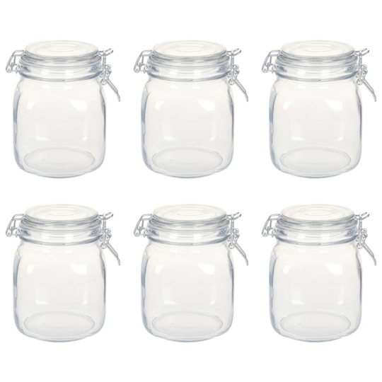 vidaXL Glasburkar med lock 6 st 1 L
