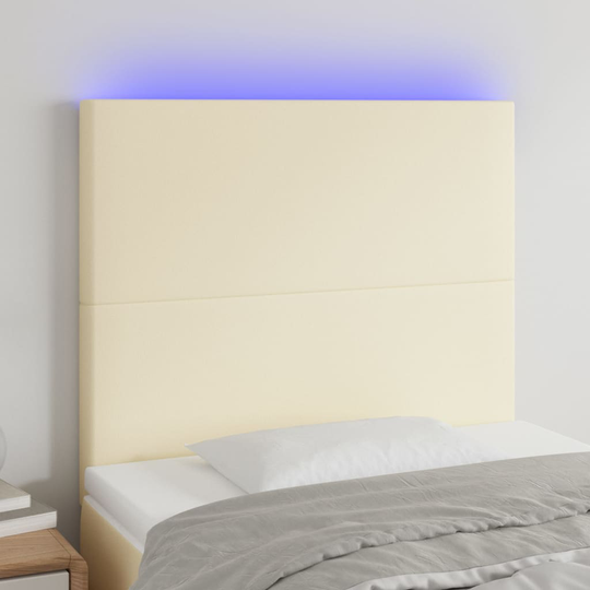 vidaXL Huvudgavel LED gräddvit 100x5x118/128 cm konstläder