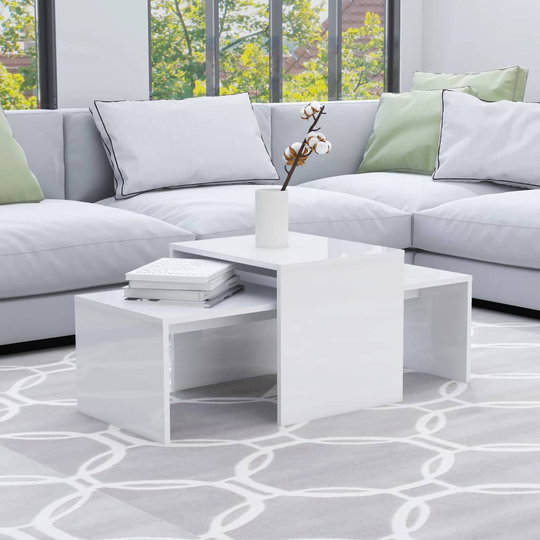 vidaXL Soffbord set vit högglans 100x48x40 cm spånskiva