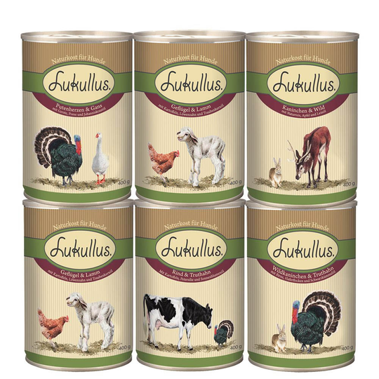 Blandat provpack: Lukullus Adult - 6 x 400 g