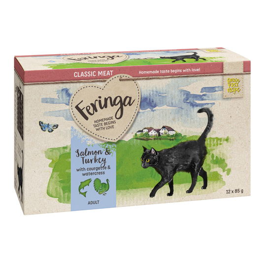 Sparpris! Feringa 12 x 85 g i portionspåse - Lax & kalkon med zucchini