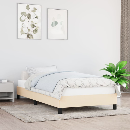 vidaXL Sängram gräddvit 100x200 cm tyg