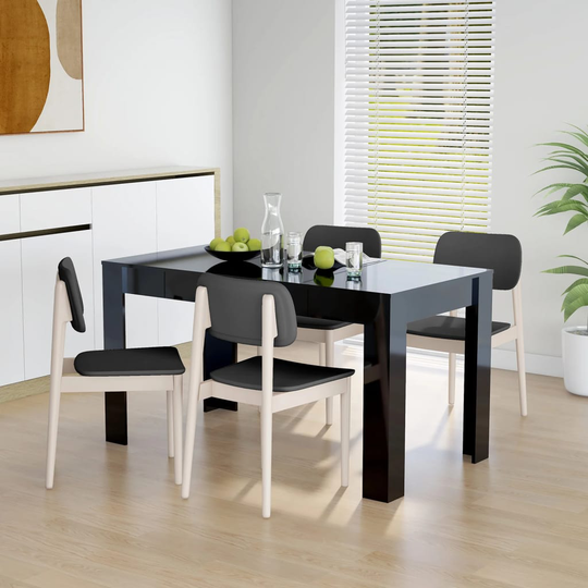 vidaXL Matbord svart högglans 140x74,5x76 cm spånskiva