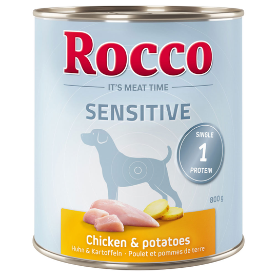 Ekonomipack: Rocco Sensitive 24 x 800 g - Kyckling & potatis