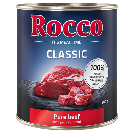 Rocco Classic 6 x 800 g hundfoder - Rent nötkött