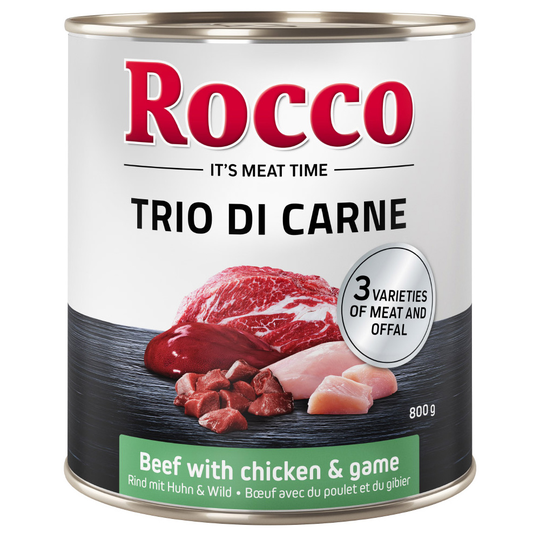 6 x 800 g Rocco Trio di Carne Beef, Chicken & Game