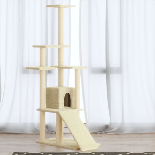 vidaXL Klösträd med klöspelare i sisal gräddvit 155 cm
