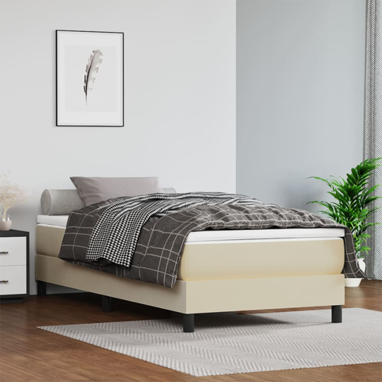 vidaXL Ramsäng gräddvit 90x190 cm konstläder