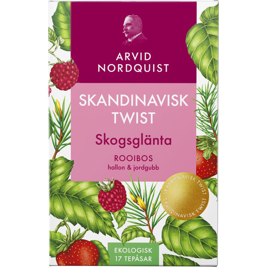 ARVID NORDQUIST Skandinavisk Twist Skogsglänta Rooibos Hallon & Jordgubb 17 påsar
