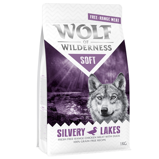 2 x 1 kg till sparpris! Wolf of Wilderness hundfoder - Adult Soft Free Silvery Lakes Chicken & Duck