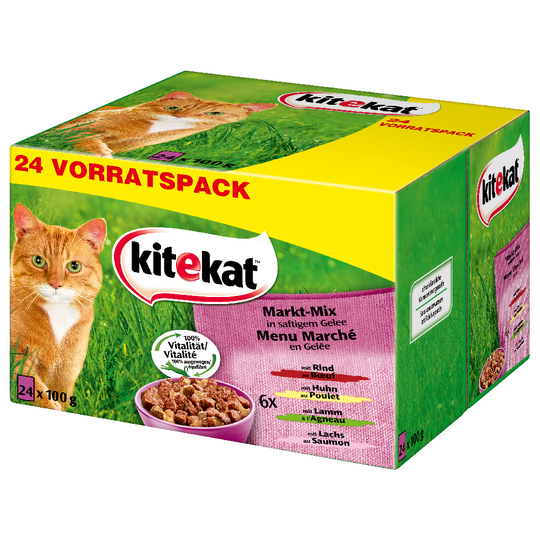 Kitekat portionspåse 24 x 100 g - Delikatess-mix i gelé