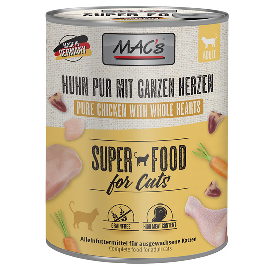 Ekonomipack: MAC's Cat våtfoder 24 x 800 g - Kyckling PUR med hela fjäderfähjärtan