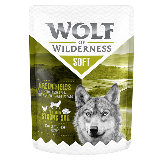 Wolf of Wilderness "Soft & Strong" 6 x 300 g - Green Fields - Chicken & Lamb