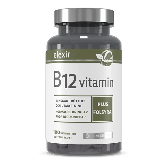 Elexir Pharma Vitamin B-12 vitamin plus folsyra 100 st