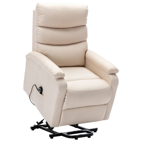 vidaXL Reclinerfåtölj med uppresningshjälp gräddvit tyg