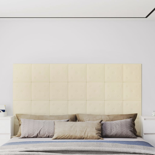 vidaXL Väggpaneler 12 st gräddvit 30x30 cm konstläder 1,08 m²