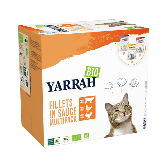 8 x 85 g Mixpack Yarrah Organic Filets i sås till sparpris - Mix: eko-kyckling, eko-kalkon, eko-nötkött