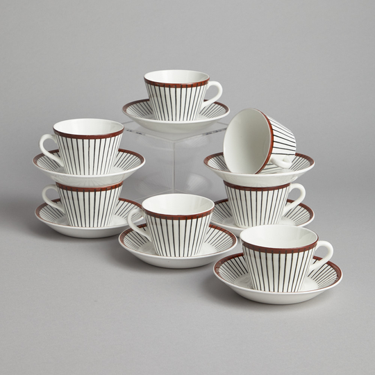 Gustavsberg - SÅLD Kaffekoppar med fat "Spisa Ribb" 7 st