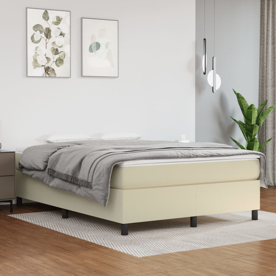 vidaXL Ramsäng gräddvit 140x190 cm konstläder