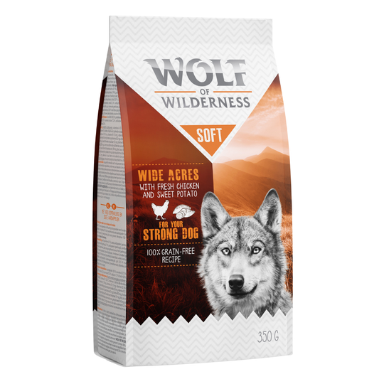 Prova-på-pris! Wolf of Wilderness torrfoder för hund! - Soft & Strong Wide Acres - Chicken (350 g)