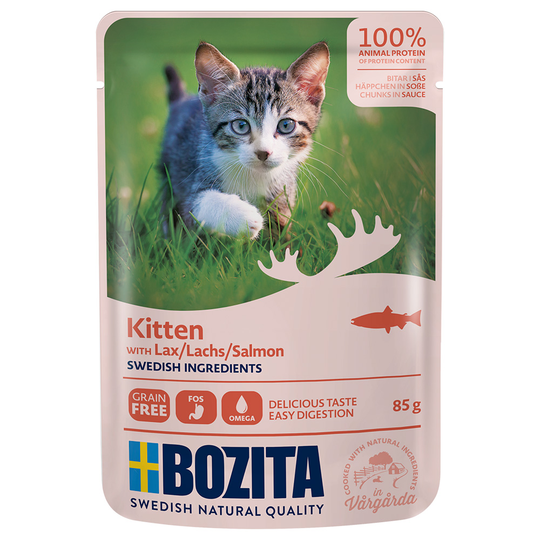 Bozita Bitar i sås Kitten 12 x 85 g - Lax