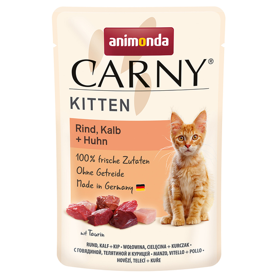 Animonda Carny Kitten Pouch 12 x 85 g - Nötkött, kalv & kyckling