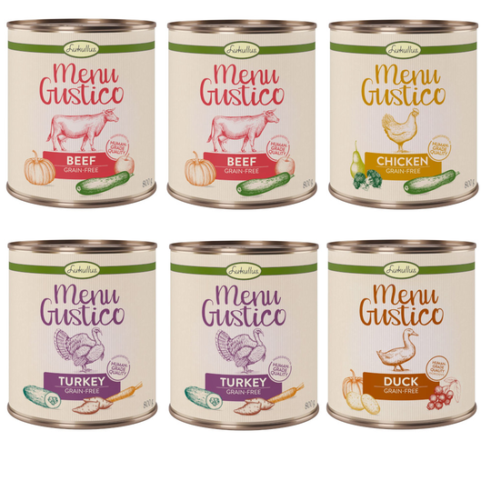 Blandat provpack: Lukullus Menu Gustico - Blandpack 4 sorter 6 x 800 g