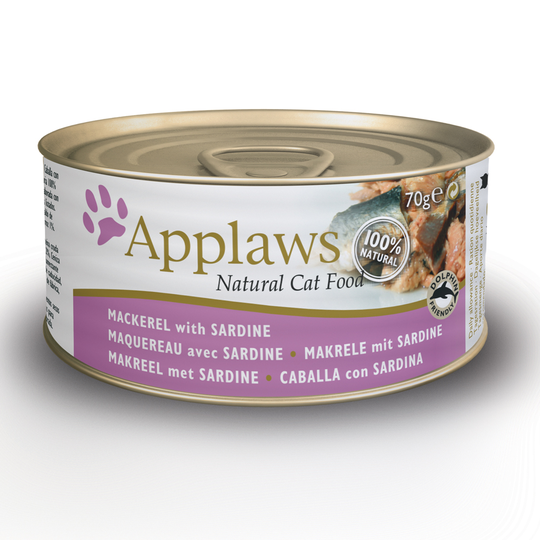 Ekonomipack: Applaws kattmat i buljong 24 x 70 g - Makrill & sardiner