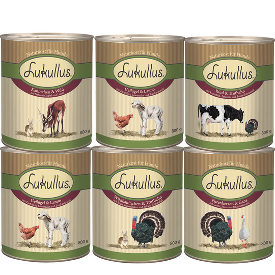 Blandat provpack: Lukullus Adult - 6 x 800 g