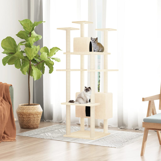 vidaXL Klösträd med klöspelare i sisal gräddvit 162 cm
