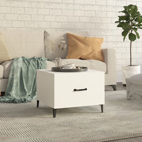 vidaXL Soffbord med metallben vit 50x50x40 cm