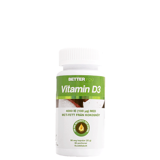 Vitamin D3 4000 IE + Kokosolja, 90 kapslar