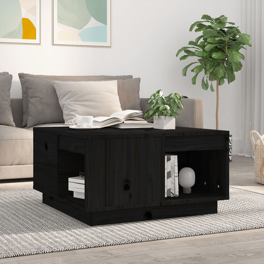 vidaXL Soffbord svart 60x61x32,5 cm massiv furu