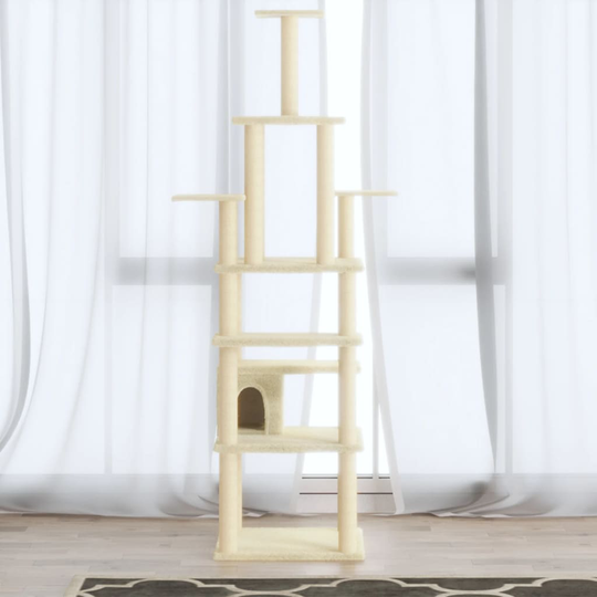vidaXL Klösträd med klöspelare i sisal gräddvit 183 cm